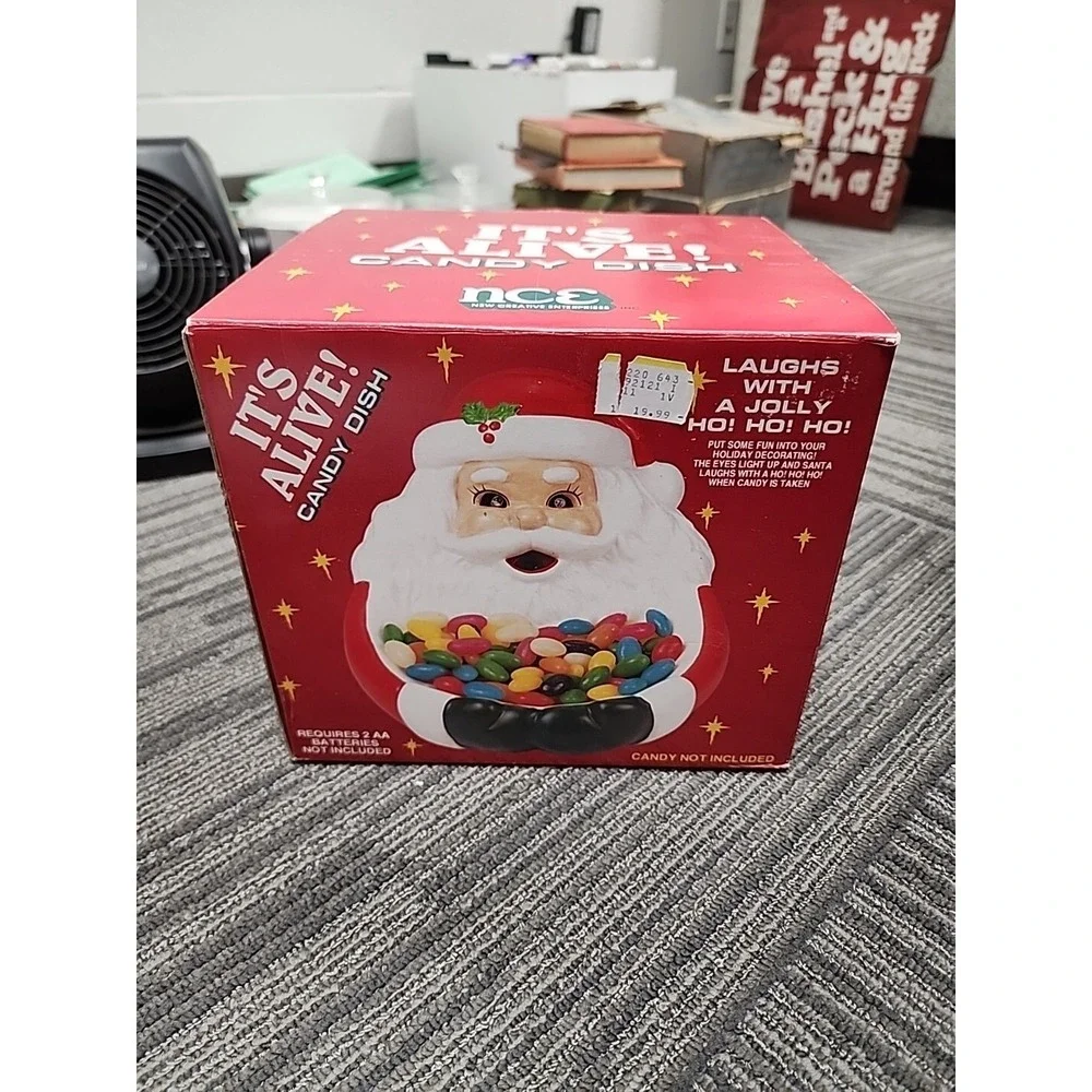 Vintage 1993 NCE Creative Enterprises It's Alive Candy Dish Santa‎ Claus In Box